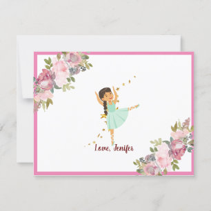 Carte Minuscule danseur   Ballet Floral rose Fête Annive