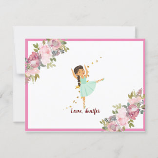 Carte Minuscule danseur | Ballet Floral rose Fête Annive