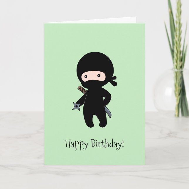 Carte Minuscule Ninja tenant l'étoile à projeter Vert An (Devant)