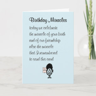 Carte Miracles d'anniversaire - Un poème d'anniversaire 