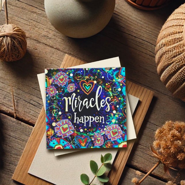 Carte Miracles Happen Foi Bleu Plutôt Inspirant (Créateur téléchargé)