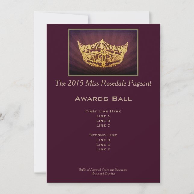 Carte Miss America Gold Crown Awards Ball Card (Devant)