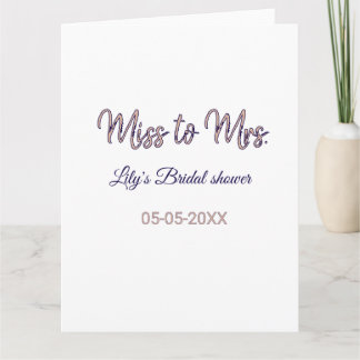 Carte Miss to Mrs enterrement de vie de jeune fille ajou