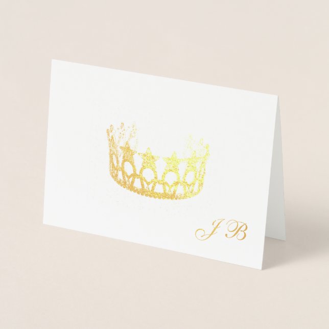Carte Miss USA Style Gold Foil Crown & Monogram (Devant)