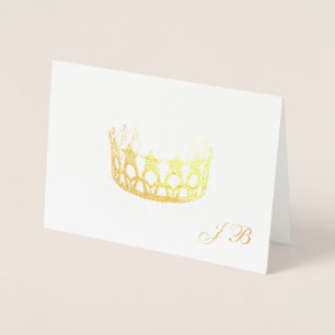 Carte Miss USA Style Gold Foil Crown & Monogramme
