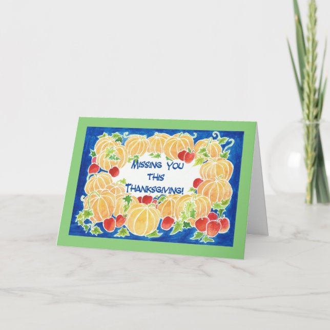 Carte 'Miss You' de Thanksgiving - Citrouilles & P (Devant)