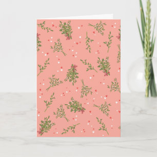 Carte Mistletoe Sweet Rose Joyeux Vacances Botanique Amo