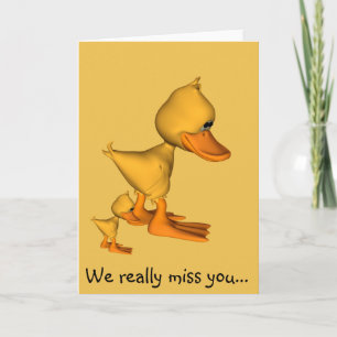 Carte Mlle vous triste petit dessin animé jaune Canard