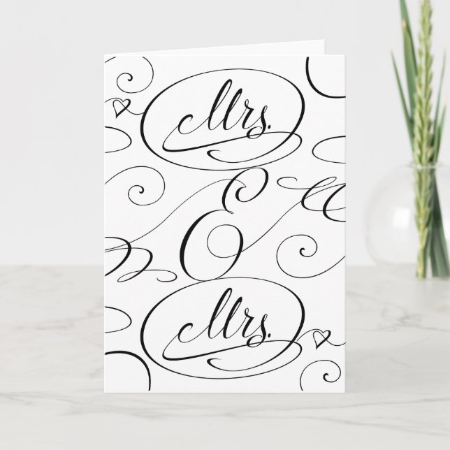 Carte Mme et Mme Lesbian Mariage Félicitations Card (Devant)