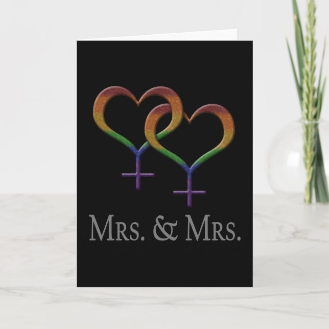 Carte Mme et Mme Lesbian Pride Symboles Arc-en-ciel (Devant)