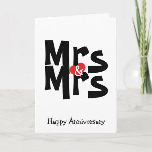 Carte Mme et Mme Mariage Lesbien Gras Anniversaire