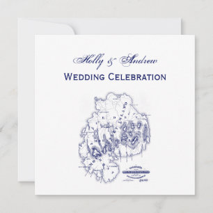 Carte MN de l'île du désert vintage Stylisé bleu