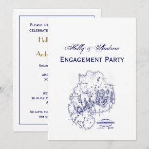 Carte MN de l'île du désert vintage Stylisé bleu