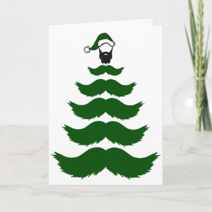 Carte Mo Moustache Sapin de Noël Barbe Verte Moustache