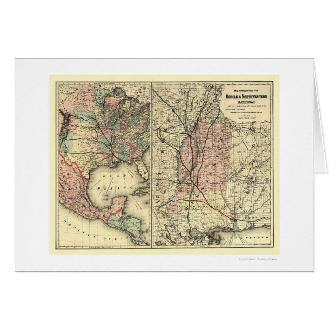 Carte mobile et du nord-ouest 1871 de chemin de (Devant horizontal)