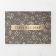 Carte Mocha Gold Holiday Multi Photo Tri-Fold