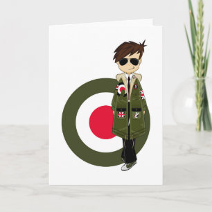 Carte Mod frais dans la parka et des lunettes de soleil