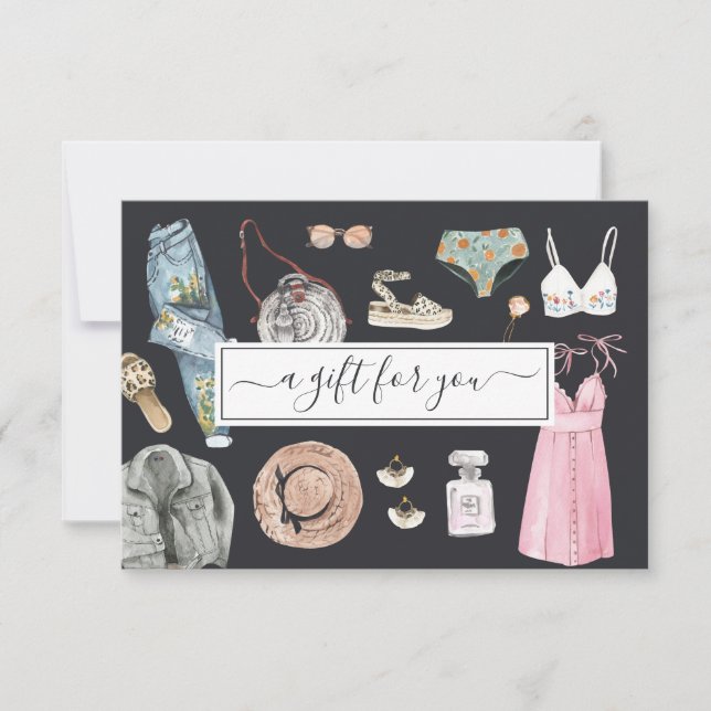 Carte Mode aquarelle | Certificat cadeau (Devant)