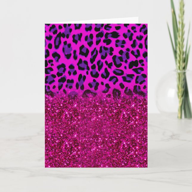 Carte Mode moderne rose violet Parties scintillant Leopa (Devant)