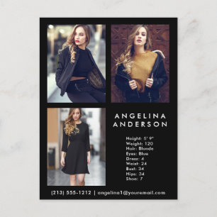 Carte modèle Actor 3 photo Comp noir - Carte posta