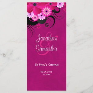 Carte Modèle du programme de mariage floral Dark F