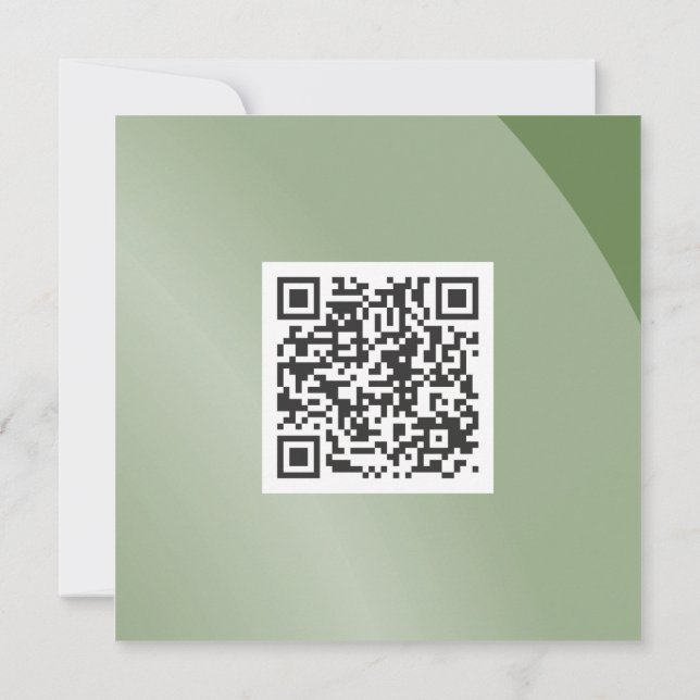 Carte Modérée Vert Monochrome Moderne Ombré Qr Code (Dos)