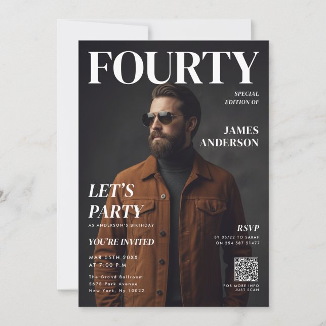 Carte Modern Birthday Custom Magazine Cover Portrait (Devant)