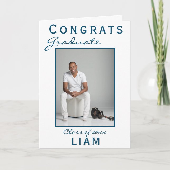 Carte Modern Blue Congrats Graduate Graduate Photo (Devant)