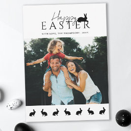 Carte Modern Family Photo With Bunnies Stylish Easter