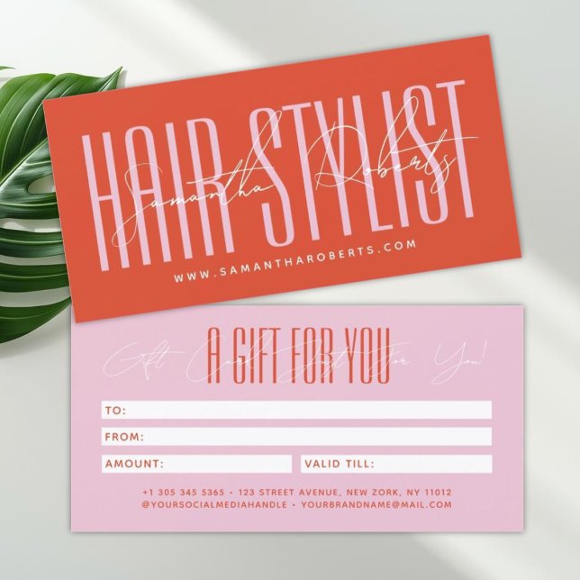 Carte Modern hair stylist script typography gift card (Créateur téléchargé)