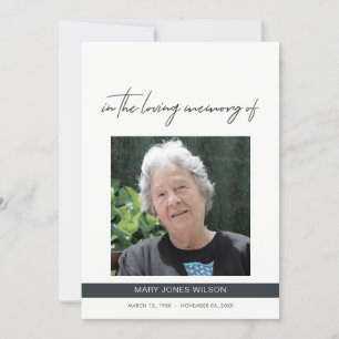 CARTE MODERN PHOTO SYMPATHY MEMORIAL SERVICE INVITE