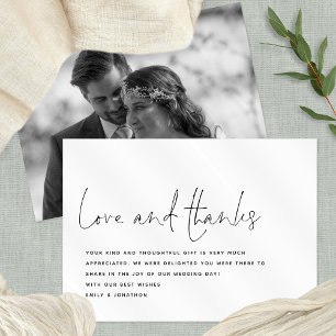Carte Modern Script Love Merci Mariage photo Merci