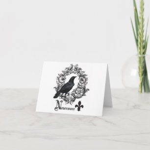 Carte modern vintage black halloween crow