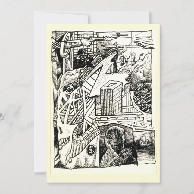 Carte "Modern Warfare", dessin à encre (Devant)