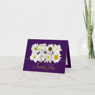 Carte Modern White Botanical Flowers Elegant Thank You