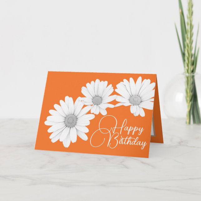 Carte Modern White Daisies Botanical Colorful Birthday (Devant)