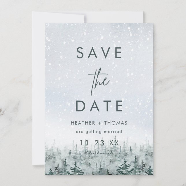 Carte Modern Winter Forest Wedding Save the Date (Devant)