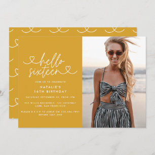 Carte Moderne 16e anniversaire simple élégant script élé