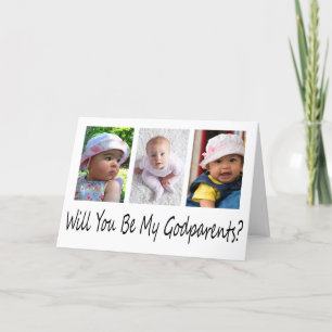 Carte Moderne 3 Photo Godparents Proposition
