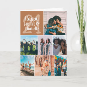 Carte Moderne 8 photos boho terracotta 21e anniversaire