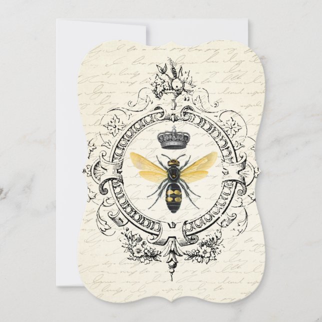 Carte MODERNE Abeille de reine VINTAGE (Devant)