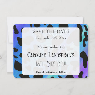 Carte Moderne Anniversaire de Rodéo Imprimé Vache Bleu É