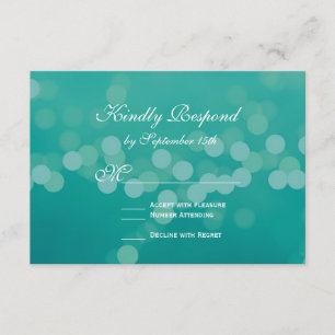 Carte moderne Aqua Blue Green Bokeh Wedding RSVP