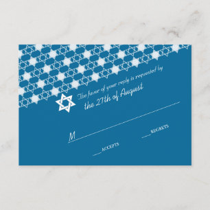 Carte moderne bleue de Mitzvah RSVP de barre
