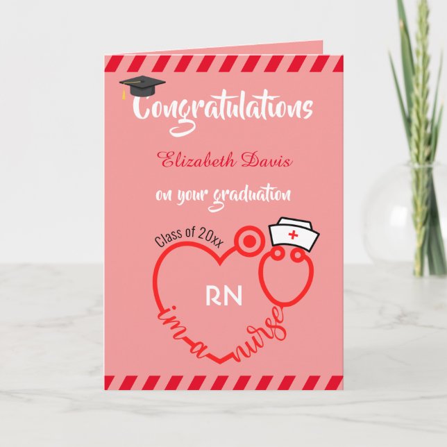 Carte Moderne Blush Pink Nurse Graduation Félicitations (Devant)