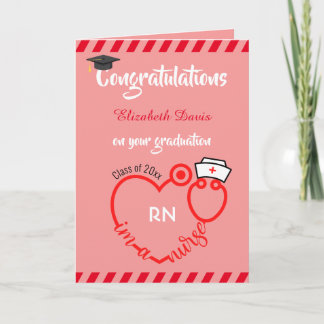 Carte Moderne Blush Pink Nurse Graduation Félicitations