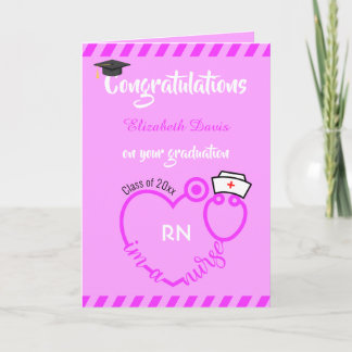 Carte Moderne Blush Pink Nurse Graduation Félicitations
