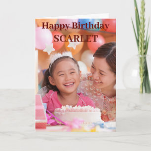 Carte Moderne Chic rose mignon Photo Anniversaire Saluta