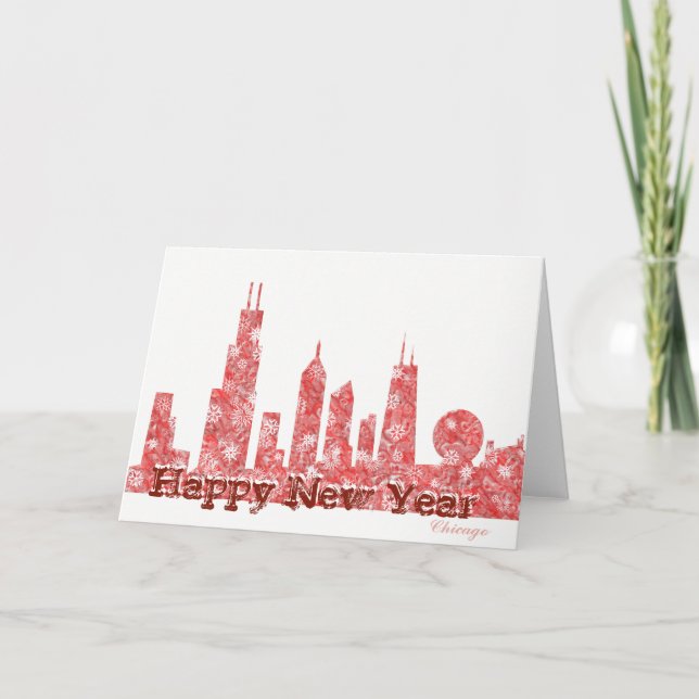 Carte moderne de bonne année d'horizon de Chicago (Devant)