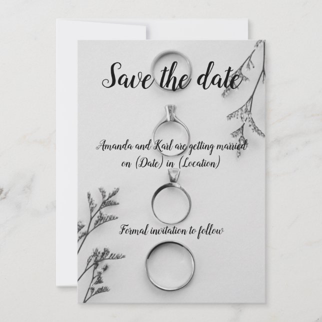 Carte moderne de faire-part de date de mariage (Devant)